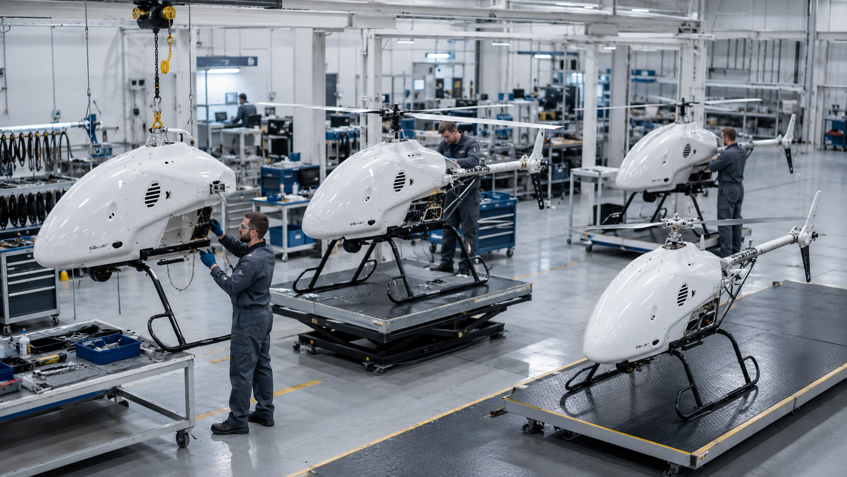 Aeolus UAS aircraft on the production floor